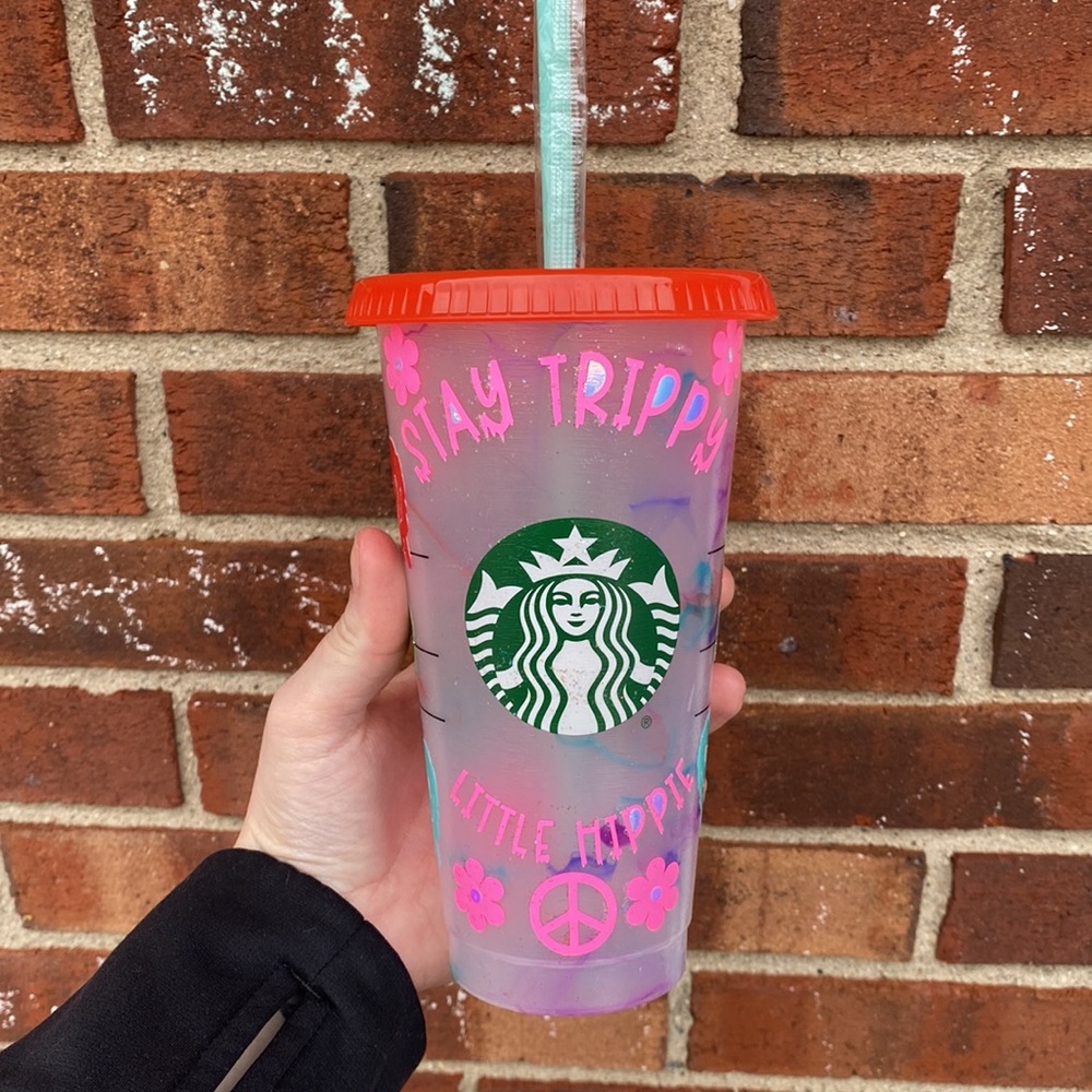 Stay trippy little hippie tie-dye color changing cup